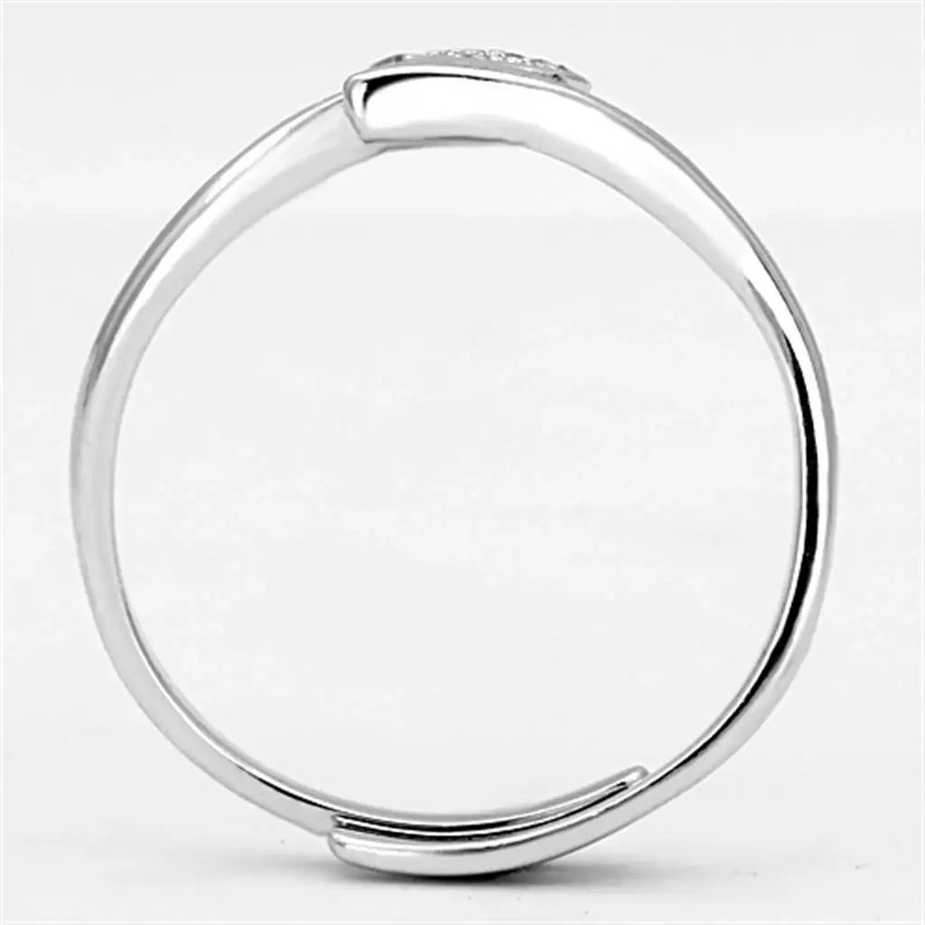 3W464 - Rhodium Brass Ring with AAA Grade CZ in Clear - Alamode - Flyclothing LLC