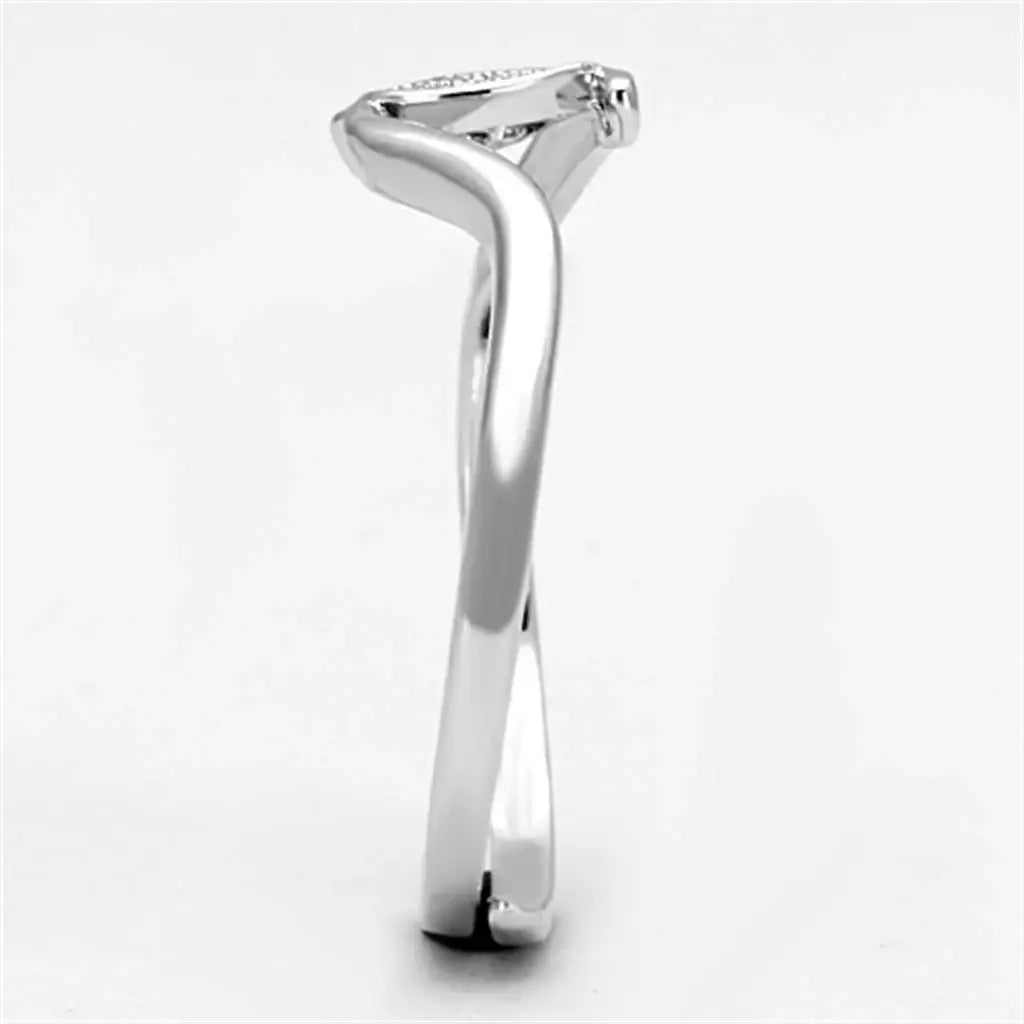 3W464 - Rhodium Brass Ring with AAA Grade CZ in Clear - Alamode - Flyclothing LLC