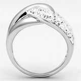 3W466 - Rhodium Brass Ring with Top Grade Crystal  in Clear - Alamode