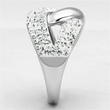 3W466 - Rhodium Brass Ring with Top Grade Crystal in Clear - Alamode - Flyclothing LLC
