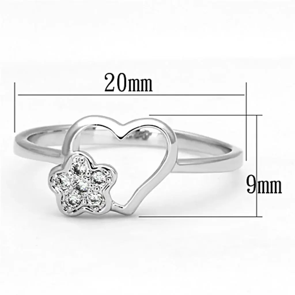 3W472 - Rhodium Brass Ring with AAA Grade CZ in Clear - Alamode - Flyclothing LLC