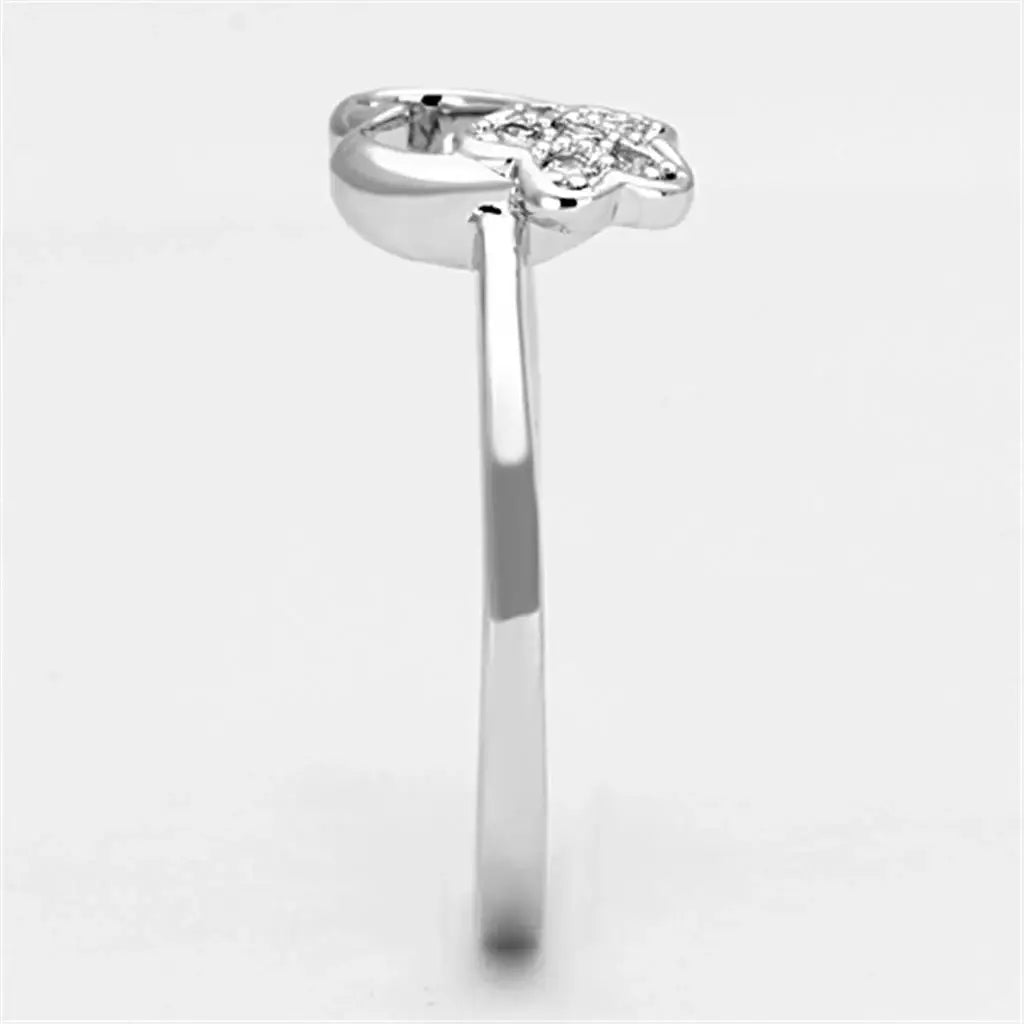 3W472 - Rhodium Brass Ring with AAA Grade CZ in Clear - Alamode - Flyclothing LLC