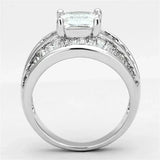3W475 - Rhodium Brass Ring with AAA Grade CZ in Clear - Alamode - Flyclothing LLC