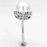 3W477 - Rhodium Brass Ring with Synthetic Pearl in White - Alamode - Flyclothing LLC