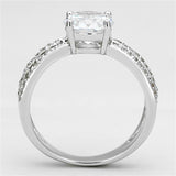 3W478 - Rhodium Brass Ring with AAA Grade CZ  in Clear - Alamode