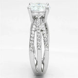 3W478 - Rhodium Brass Ring with AAA Grade CZ in Clear - Alamode - Flyclothing LLC