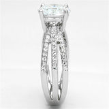3W478 - Rhodium Brass Ring with AAA Grade CZ  in Clear - Alamode
