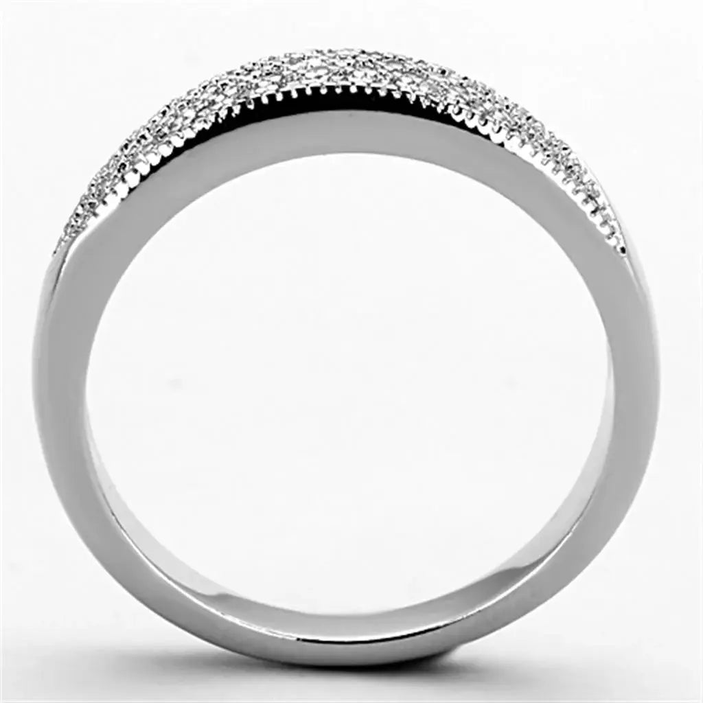 3W482 - Rhodium Brass Ring with AAA Grade CZ in Clear - Alamode - Flyclothing LLC