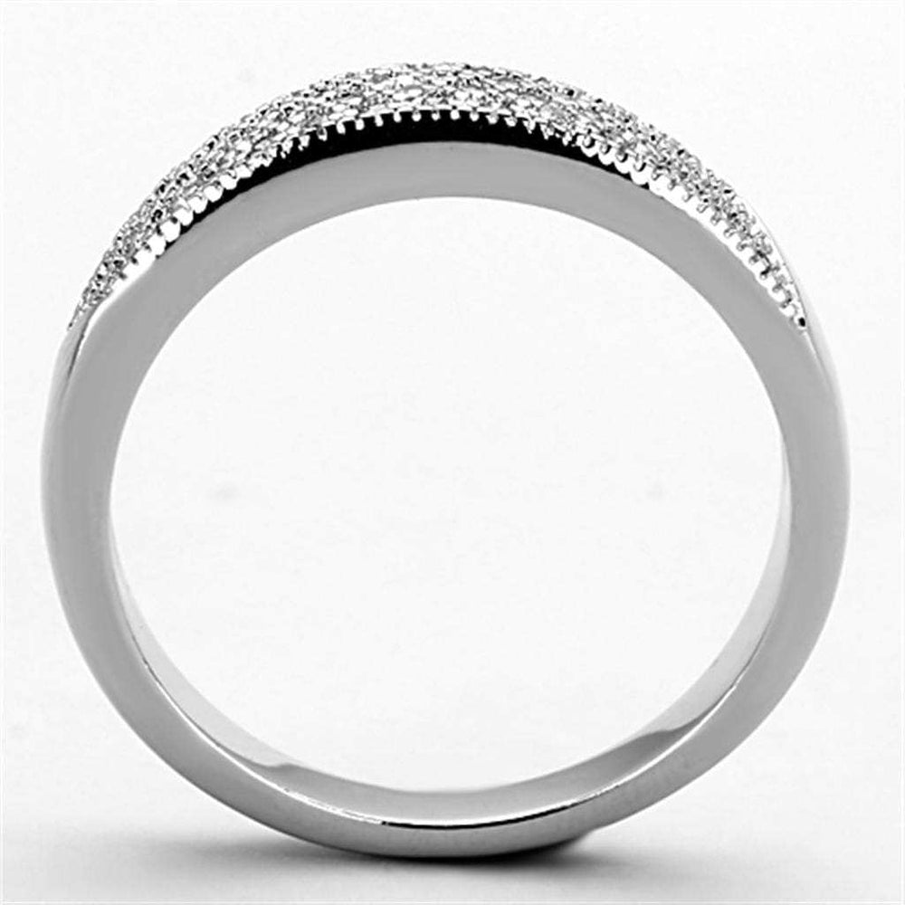 3W482 - Rhodium Brass Ring with AAA Grade CZ in Clear - Alamode - Flyclothing LLC