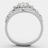 3W483 - Rhodium Brass Ring with Top Grade Crystal in Clear - Alamode - Flyclothing LLC