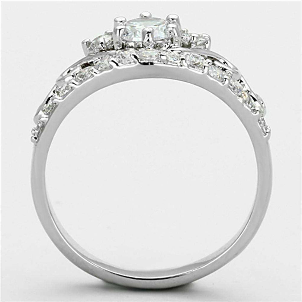 3W483 - Rhodium Brass Ring with Top Grade Crystal in Clear - Alamode - Flyclothing LLC