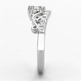 3W483 - Rhodium Brass Ring with Top Grade Crystal  in Clear