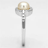 3W487 - Rhodium Brass Ring with Synthetic Pearl in White - Alamode - Flyclothing LLC