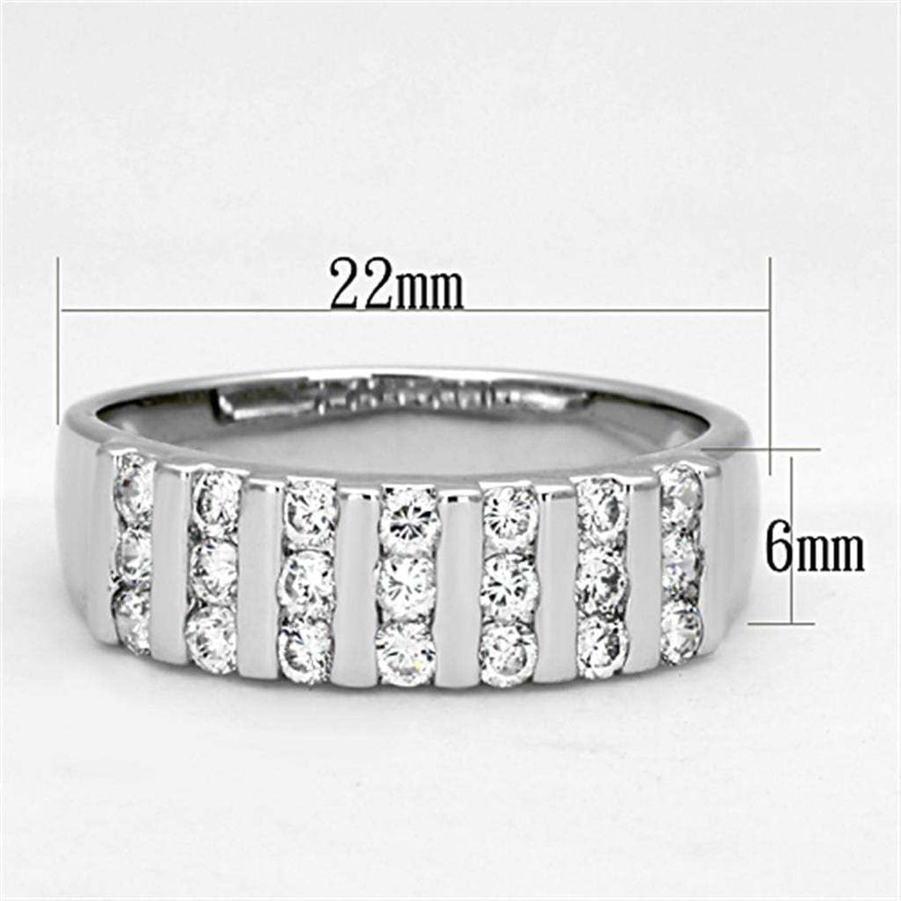 3W488 - Rhodium Brass Ring with AAA Grade CZ in Clear - Alamode - Flyclothing LLC
