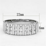 3W488 - Rhodium Brass Ring with AAA Grade CZ  in Clear - Alamode