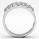 3W488 - Rhodium Brass Ring with AAA Grade CZ  in Clear - Alamode