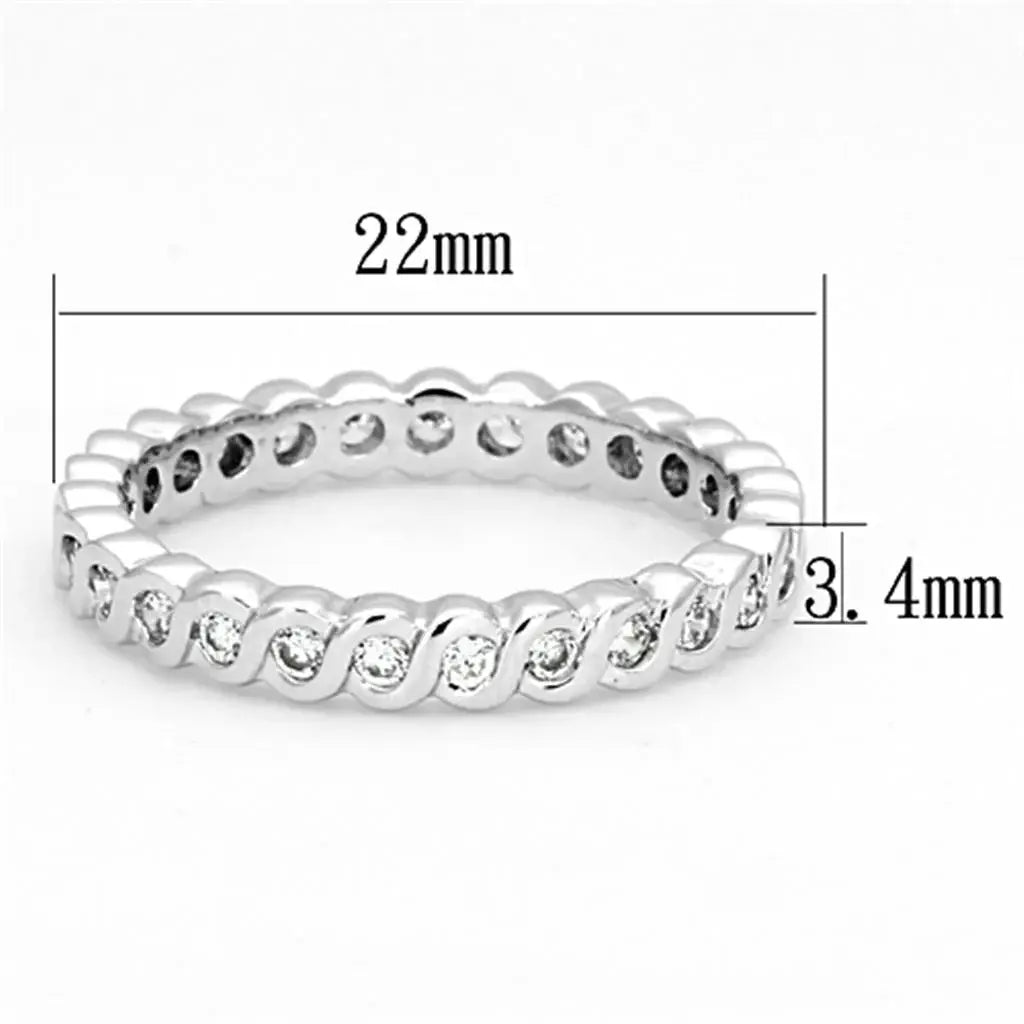 3W489 - Rhodium Brass Ring with AAA Grade CZ in Clear - Alamode - Flyclothing LLC