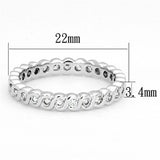 3W489 - Rhodium Brass Ring with AAA Grade CZ  in Clear - Alamode