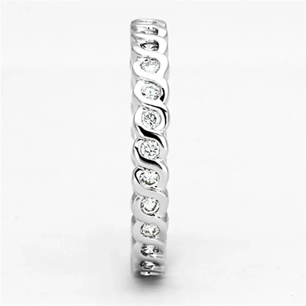 3W489 - Rhodium Brass Ring with AAA Grade CZ in Clear - Alamode - Flyclothing LLC