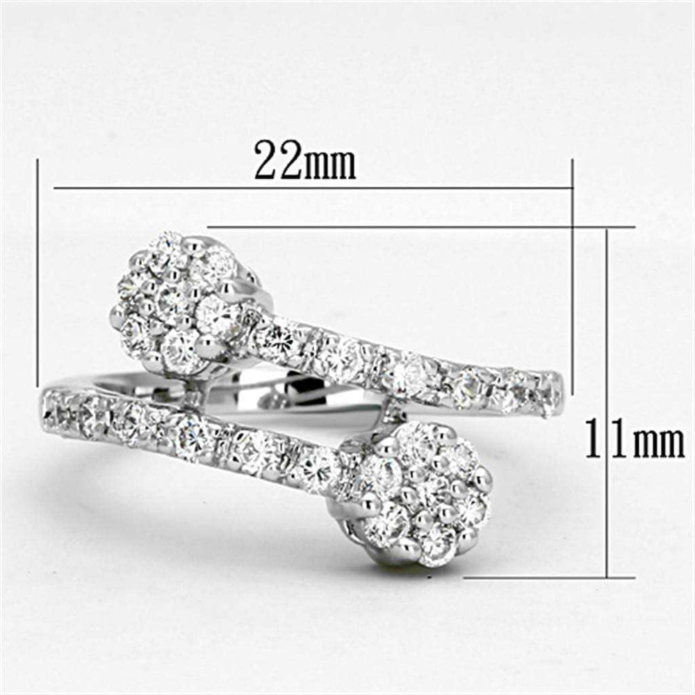 3W490 - Rhodium Brass Ring with AAA Grade CZ in Clear - Alamode - Flyclothing LLC