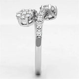 3W490 - Rhodium Brass Ring with AAA Grade CZ in Clear - Alamode - Flyclothing LLC