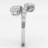 3W490 - Rhodium Brass Ring with AAA Grade CZ  in Clear - Alamode