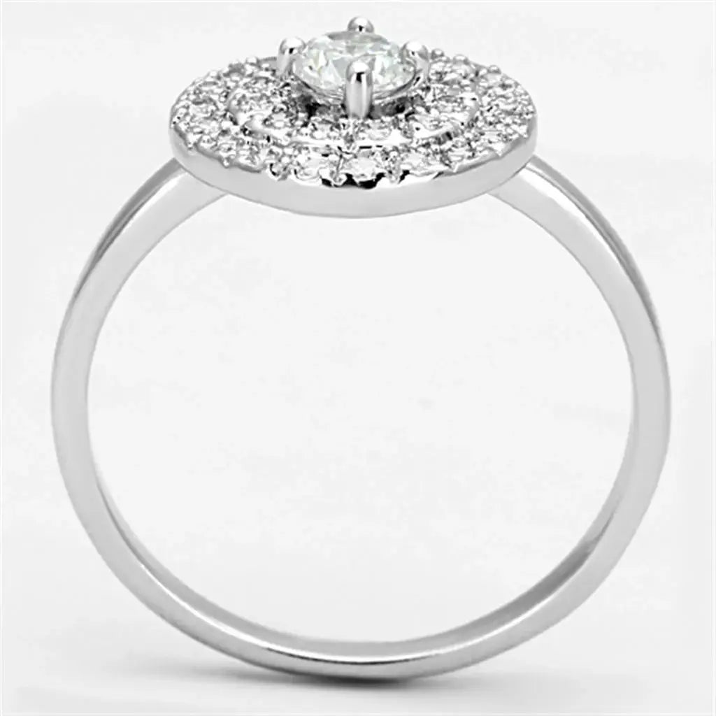 3W493 - Rhodium Brass Ring with AAA Grade CZ in Clear - Alamode - Flyclothing LLC