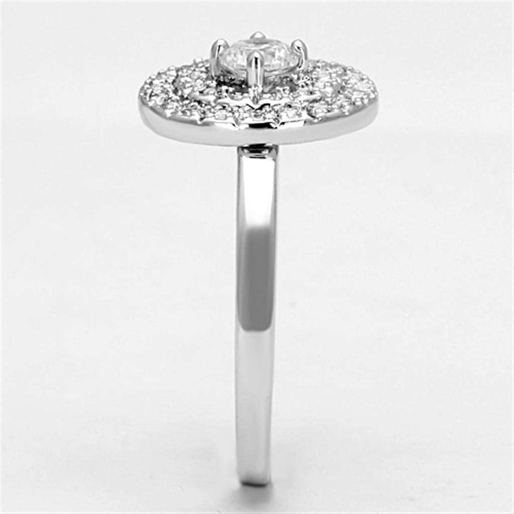 3W493 - Rhodium Brass Ring with AAA Grade CZ in Clear - Alamode - Flyclothing LLC