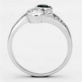 3W494 - Rhodium Brass Ring with Synthetic Synthetic Glass in Sapphire - Alamode
