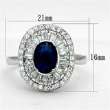 3W495 - Rhodium Brass Ring with Synthetic Synthetic Glass in Sapphire - Alamode - Flyclothing LLC