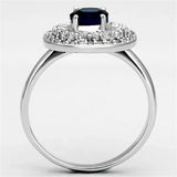 3W495 - Rhodium Brass Ring with Synthetic Synthetic Glass in Sapphire - Alamode - Flyclothing LLC