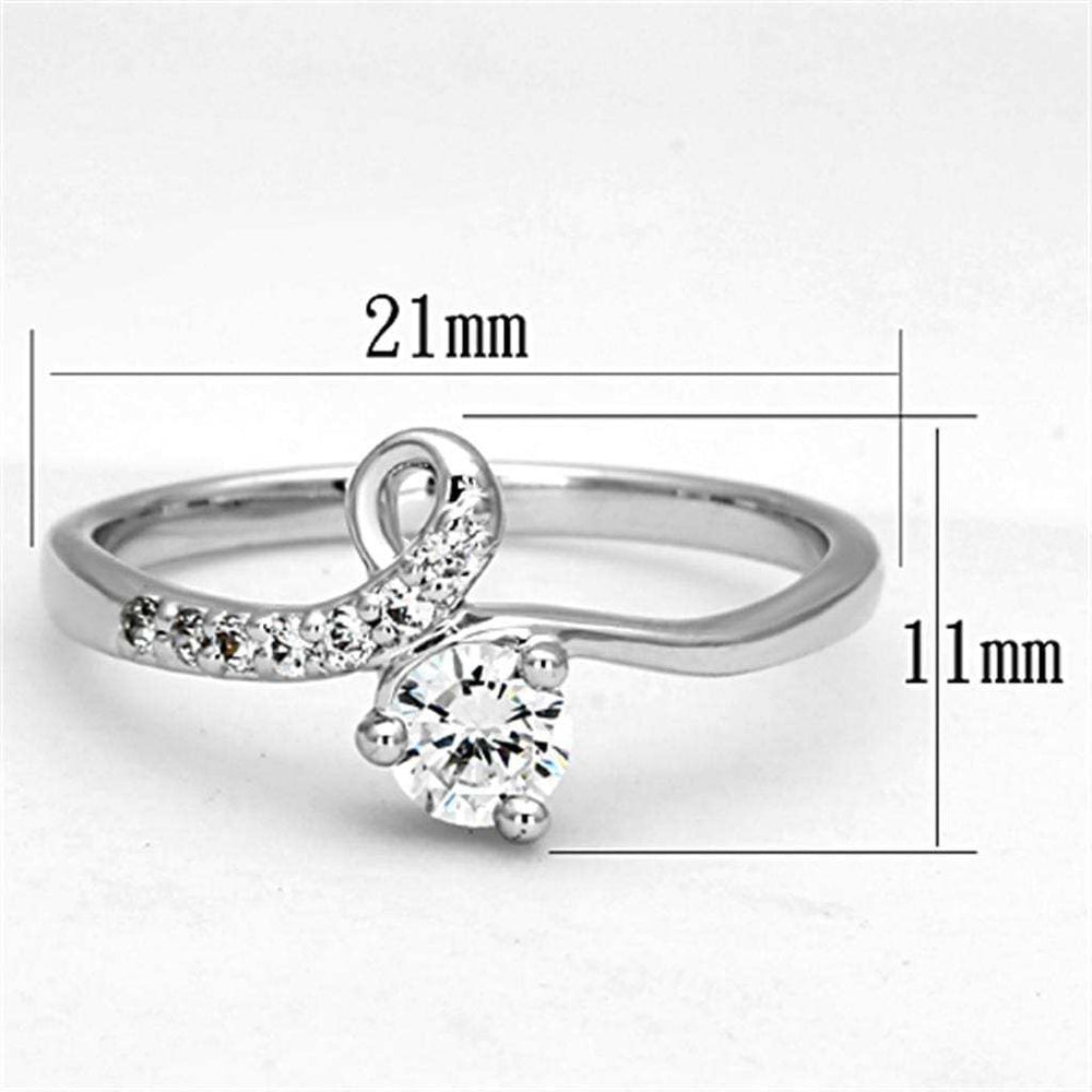 3W497 - Rhodium Brass Ring with AAA Grade CZ in Clear - Alamode - Flyclothing LLC