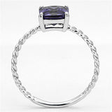 3W498 - Rhodium Brass Ring with AAA Grade CZ  in Amethyst - Alamode