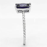 3W498 - Rhodium Brass Ring with AAA Grade CZ in Amethyst - Alamode - Flyclothing LLC