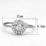 3W501 - Rhodium Brass Ring with AAA Grade CZ  in Clear - Alamode