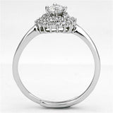 3W501 - Rhodium Brass Ring with AAA Grade CZ  in Clear - Alamode