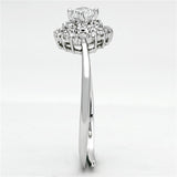 3W501 - Rhodium Brass Ring with AAA Grade CZ  in Clear - Alamode