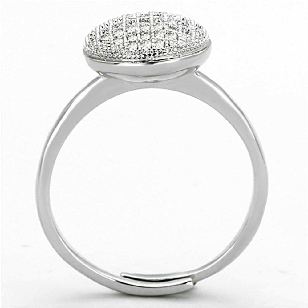3W502 - Rhodium Brass Ring with AAA Grade CZ in Clear - Alamode - Flyclothing LLC