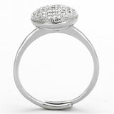 3W502 - Rhodium Brass Ring with AAA Grade CZ  in Clear - Alamode