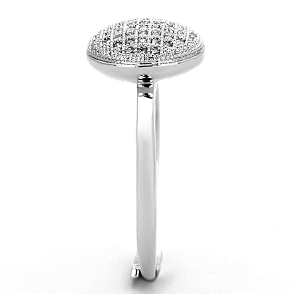 3W502 - Rhodium Brass Ring with AAA Grade CZ in Clear - Alamode - Flyclothing LLC