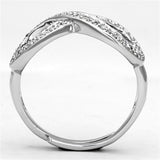 3W503 - Rhodium Brass Ring with AAA Grade CZ  in Clear - Alamode