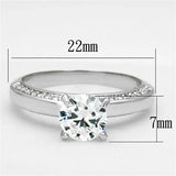 3W504 - Rhodium Brass Ring with AAA Grade CZ in Clear - Alamode - Flyclothing LLC