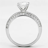 3W504 - Rhodium Brass Ring with AAA Grade CZ in Clear - Alamode - Flyclothing LLC