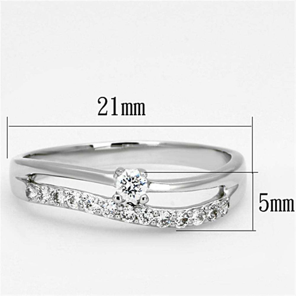 3W505 - Rhodium Brass Ring with AAA Grade CZ in Clear - Alamode - Flyclothing LLC