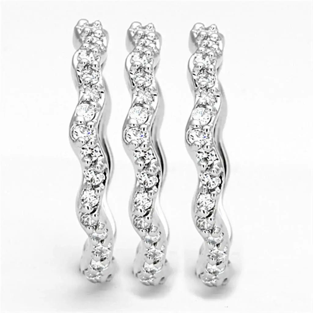 3W508 - Rhodium Brass Ring with AAA Grade CZ in Clear - Alamode - Flyclothing LLC