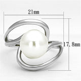 3W512 - Rhodium Brass Ring with Synthetic Pearl in White - Alamode
