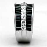3W513 - Rhodium Brass Ring with AAA Grade CZ in Black Diamond - Alamode - Flyclothing LLC
