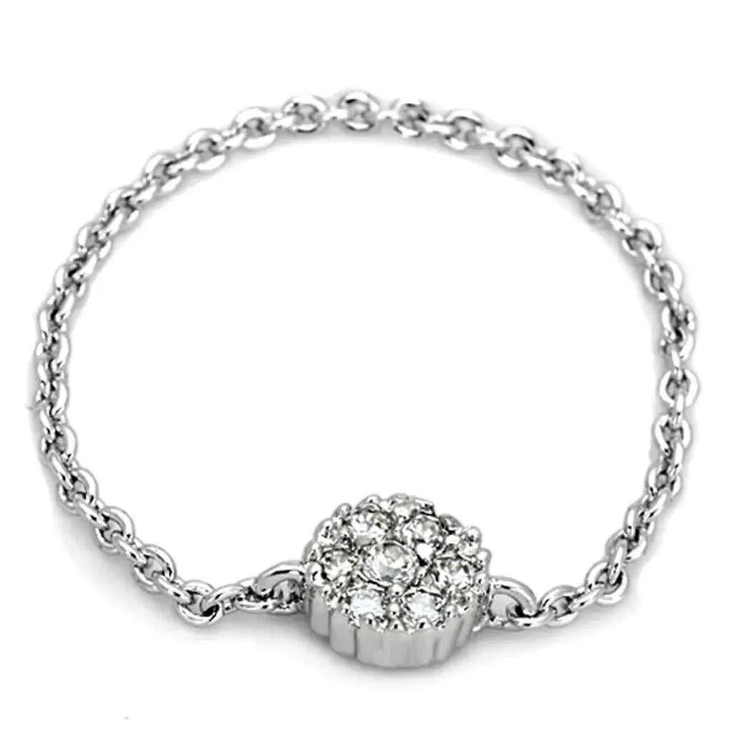 3W516 - Rhodium Brass Ring with AAA Grade CZ in Clear - Alamode - Flyclothing LLC