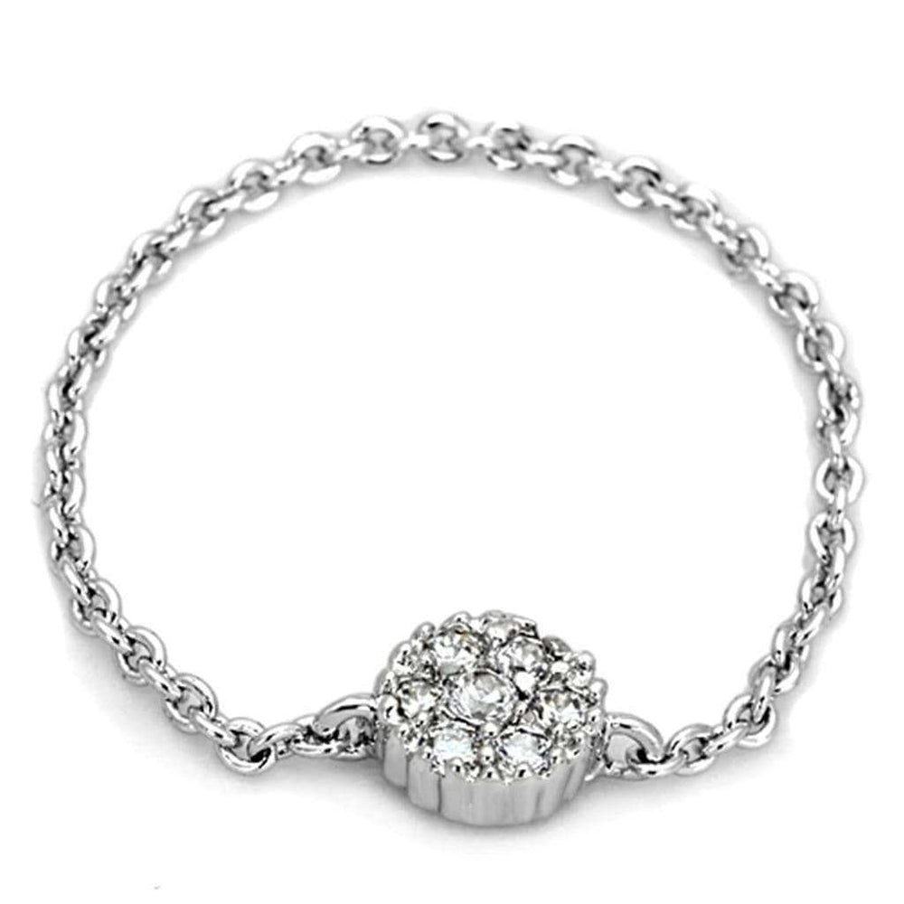 3W516 - Rhodium Brass Ring with AAA Grade CZ in Clear - Alamode - Flyclothing LLC