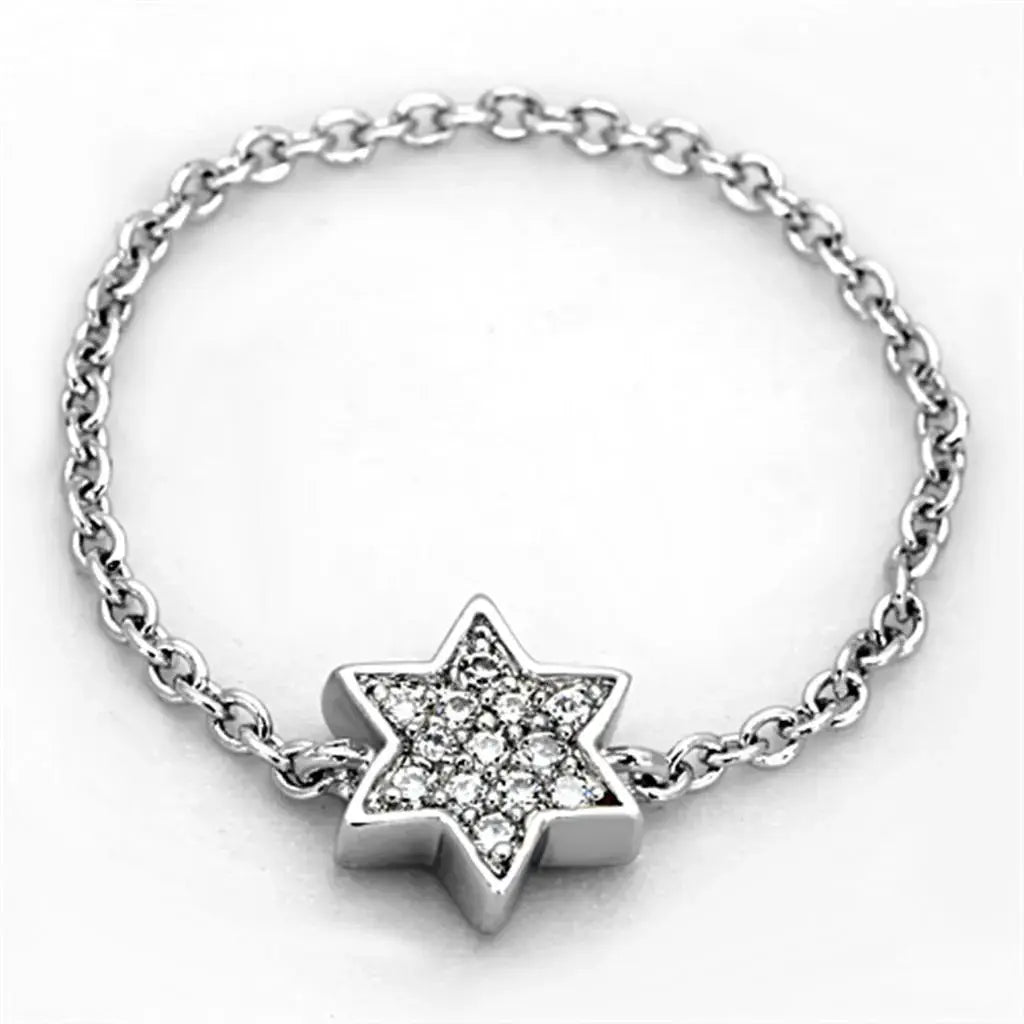 3W517 - Rhodium Brass Ring with AAA Grade CZ in Clear - Alamode - Flyclothing LLC